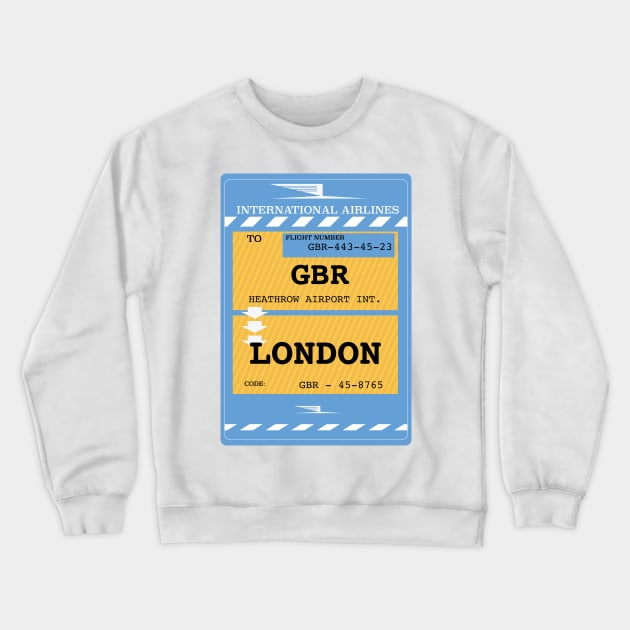 Great Britain Plane ticket Crewneck Sweatshirt by nickemporium1